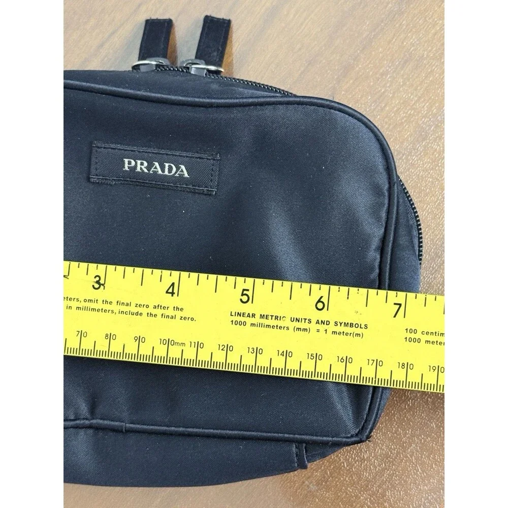 Prada Navy Blue Satin Pouch Cosmetic Bag Authentic Preowned